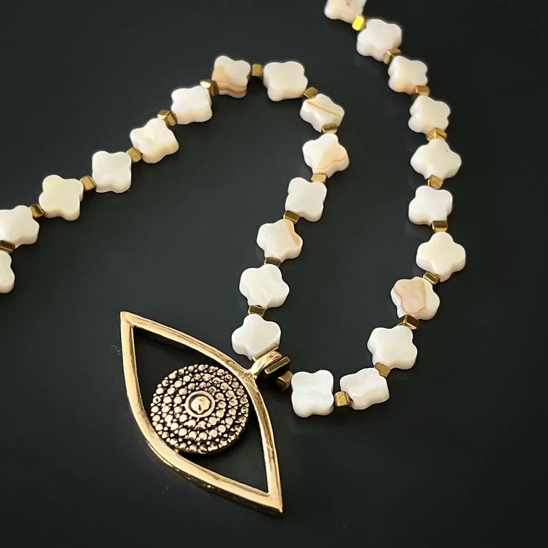 Sacret Harmony Evil Eye Pearl Necklace