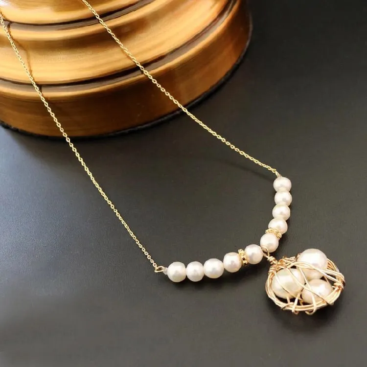 Sania Wire Wrap pearl Necklace
