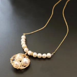 Sania Wire Wrap pearl Necklace