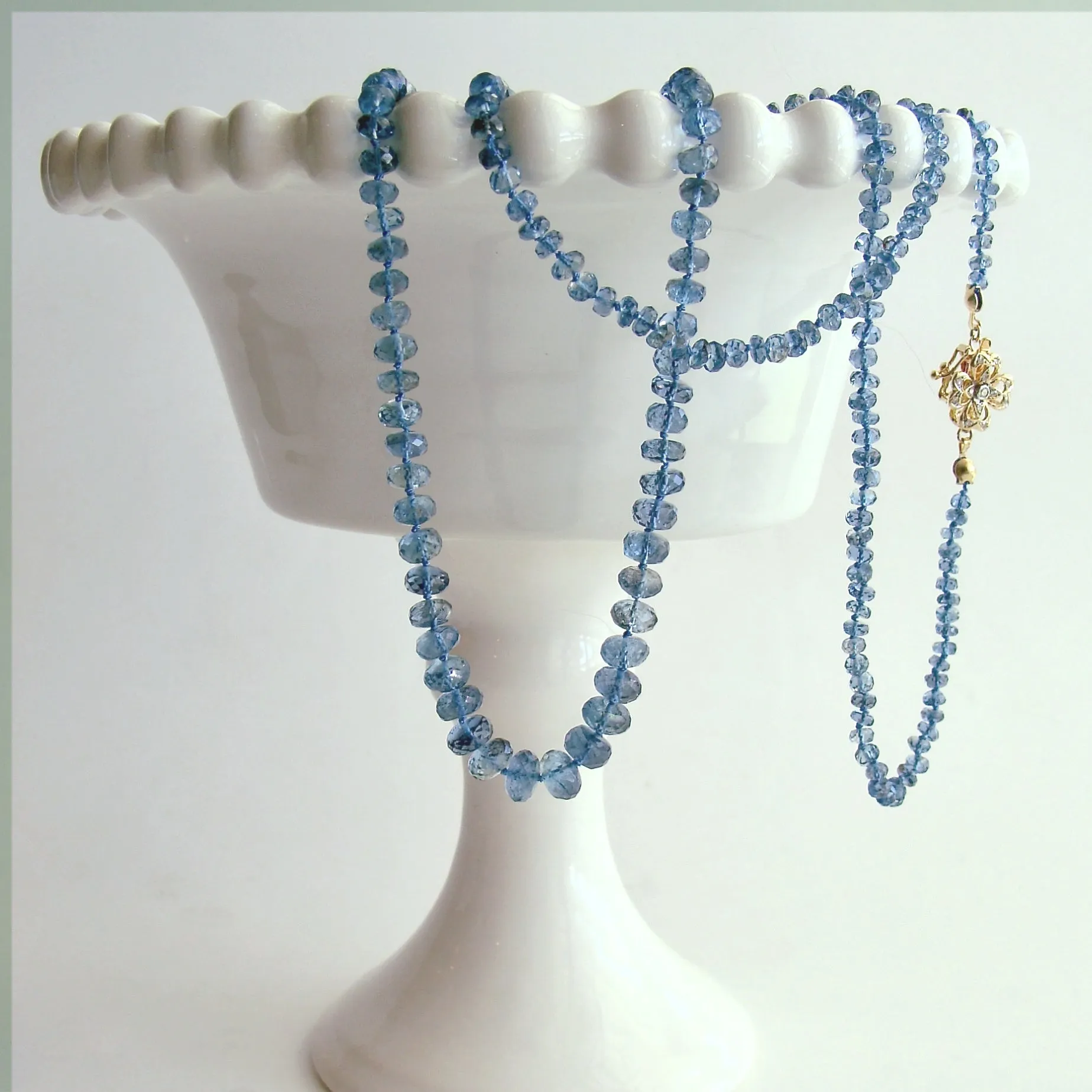 Santa Maria Aquamarine 14KYG Diamond Clasp Necklace - Maria Necklace