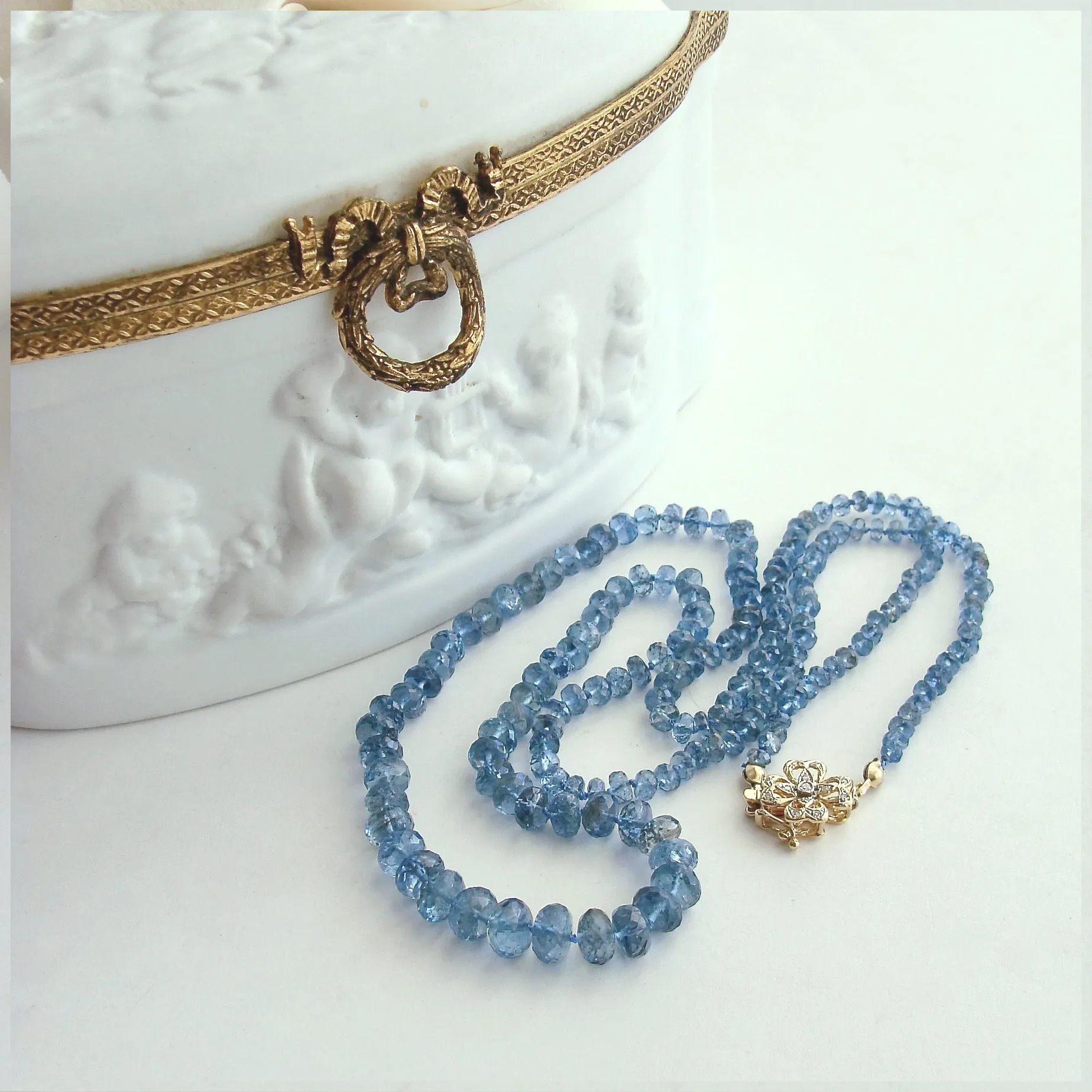 Santa Maria Aquamarine 14KYG Diamond Clasp Necklace - Maria Necklace