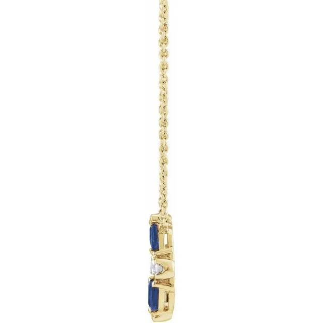 Sapphire and Diamond Pendant Necklace in Yellow Gold