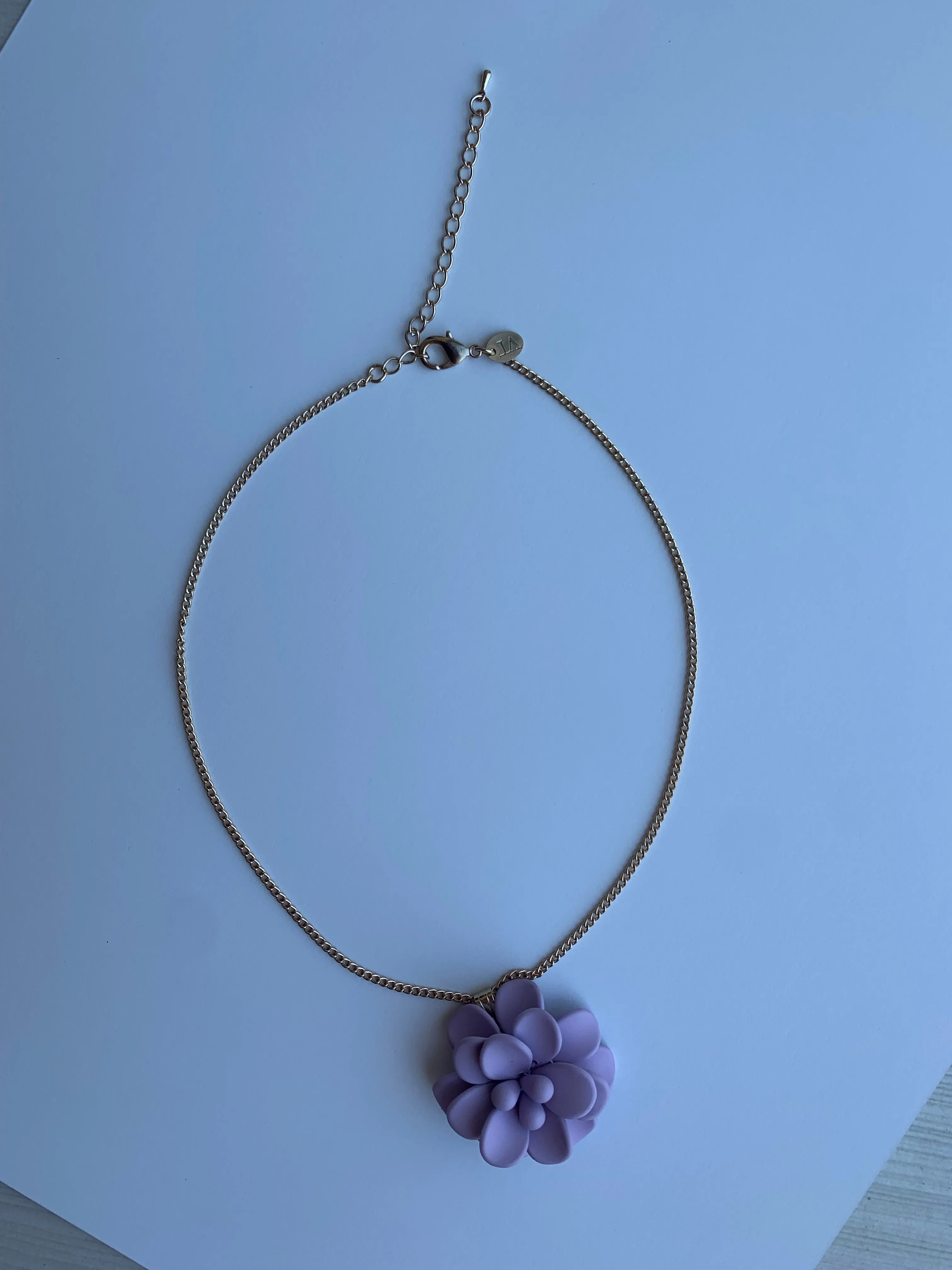 Sardinian Lavander Hibiscus Retro Dangle Choker Necklace