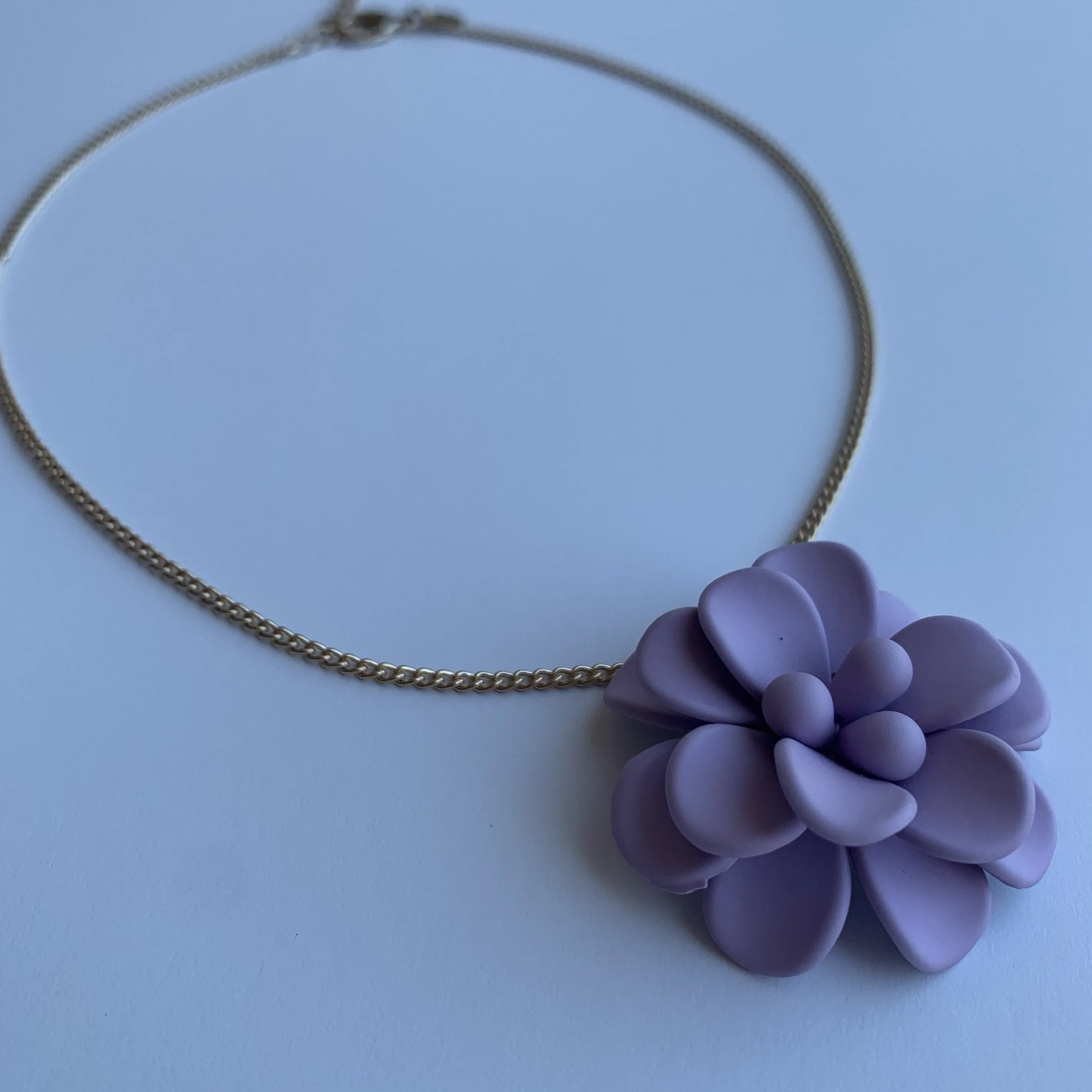 Sardinian Lavander Hibiscus Retro Dangle Choker Necklace