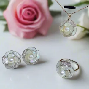 Shell Flower Natural Freshwater Pearl Jewelry Set