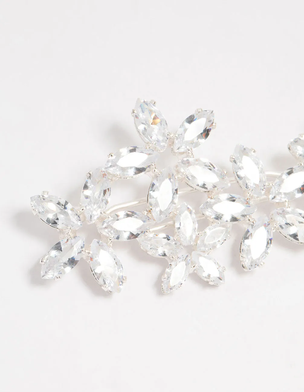 Silver Diamante Flower Cluster Hair Clip