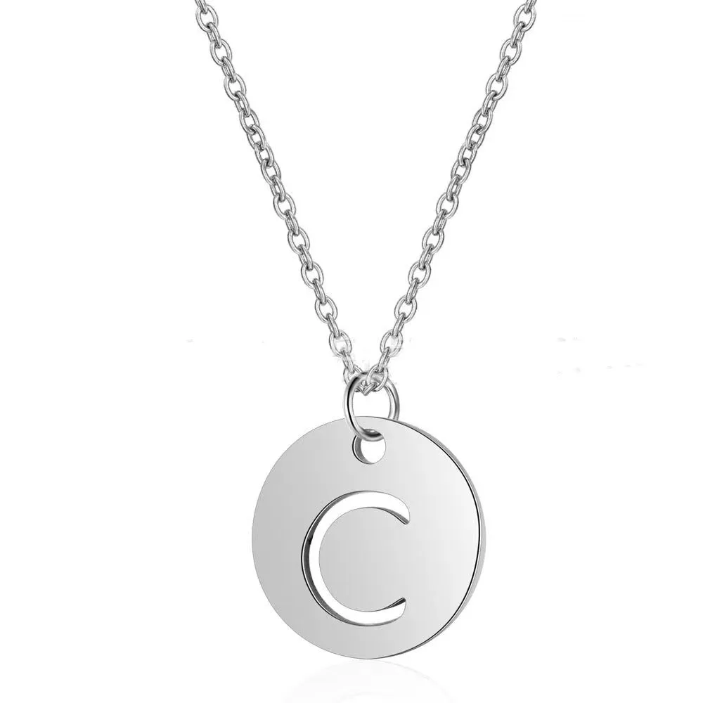 Silver Embeded Initial Necklace