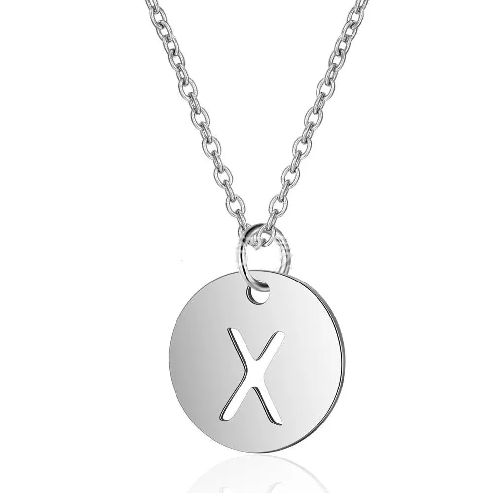 Silver Embeded Initial Necklace