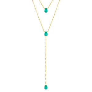 Silver gold plated paraiba lariat necklace set