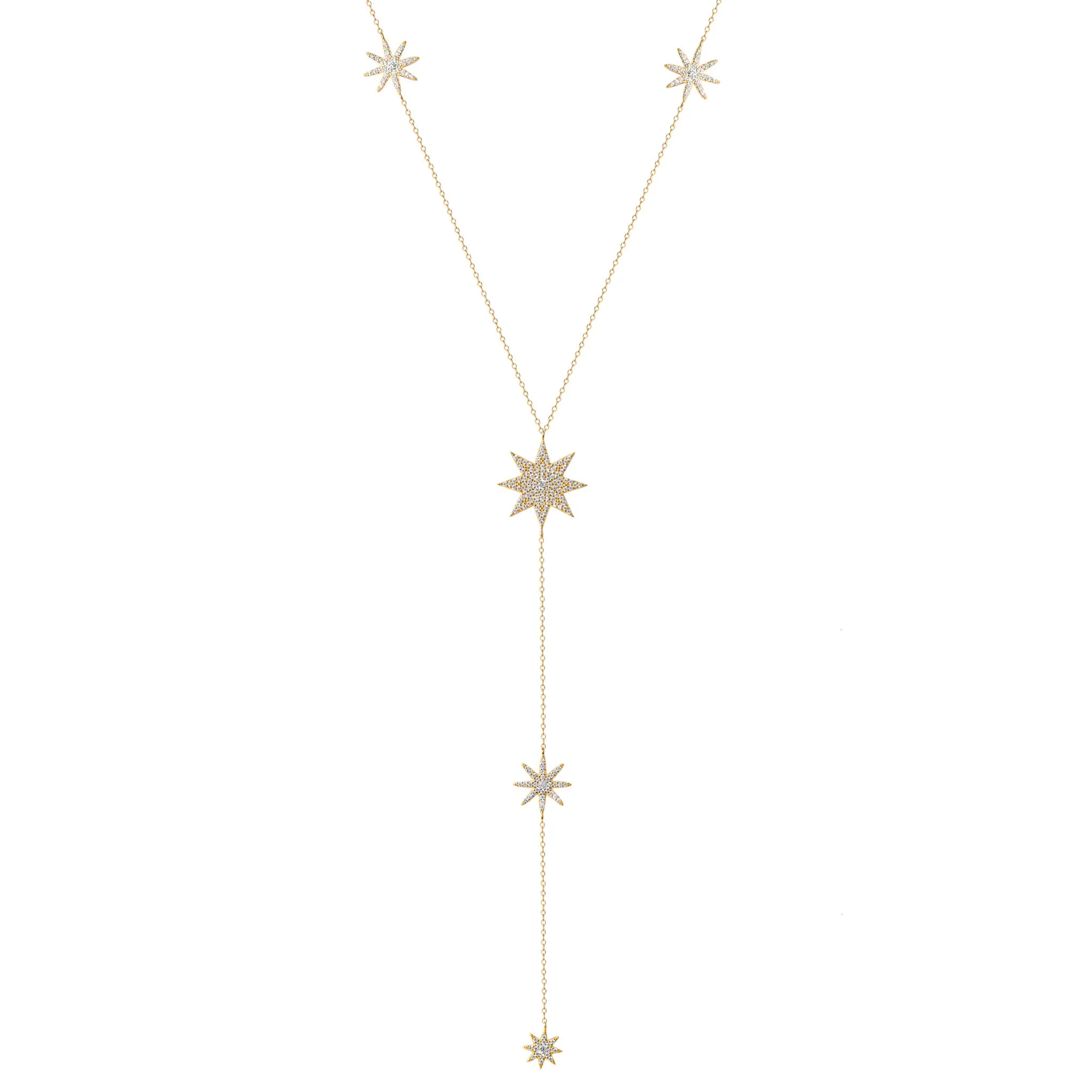 Silver gold plated star lariat necklace