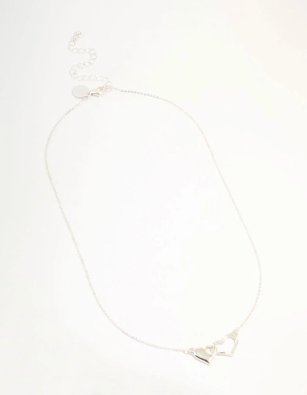 Silver Solid Heart Link Necklace