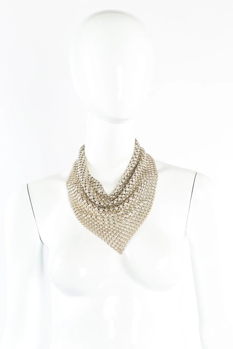 Silver Tone Mesh Bib Necklace