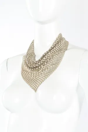Silver Tone Mesh Bib Necklace