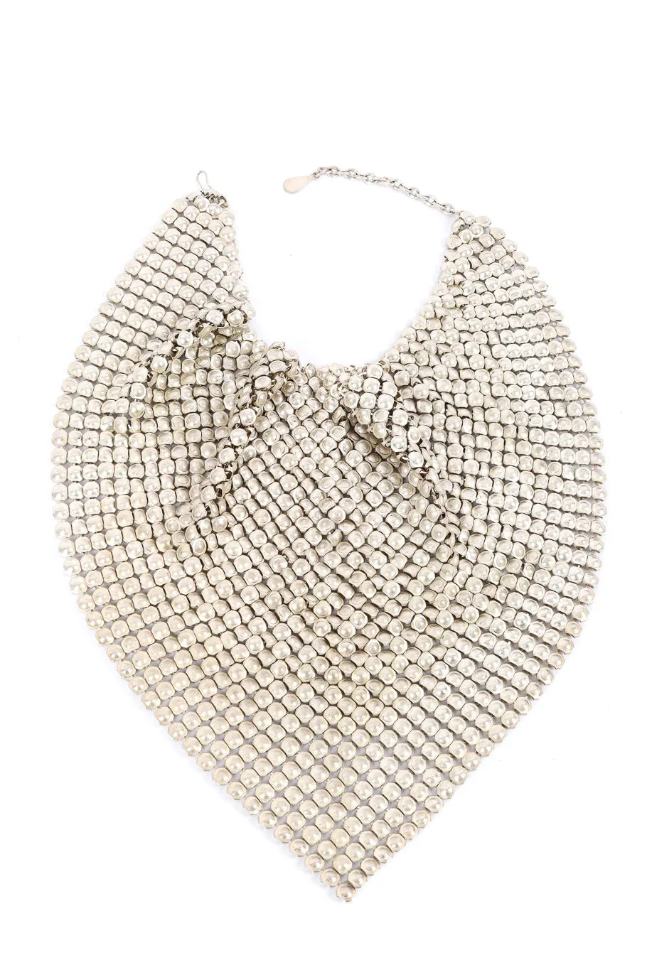 Silver Tone Mesh Bib Necklace