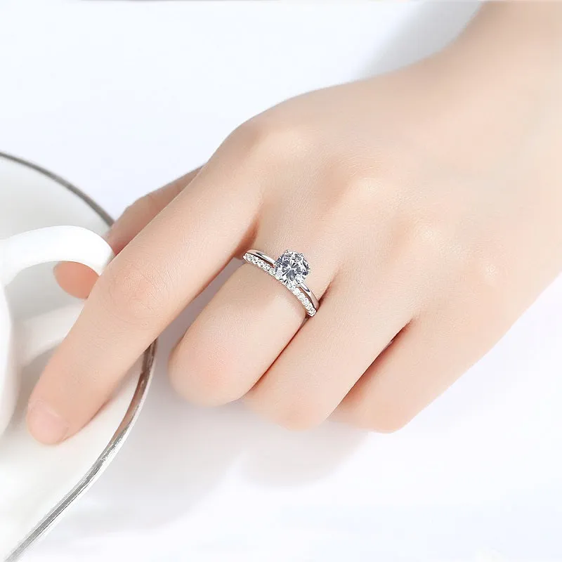 Simple 2 Pcs Set Zirconium Ring
