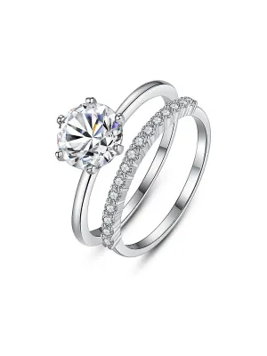 Simple 2 Pcs Set Zirconium Ring