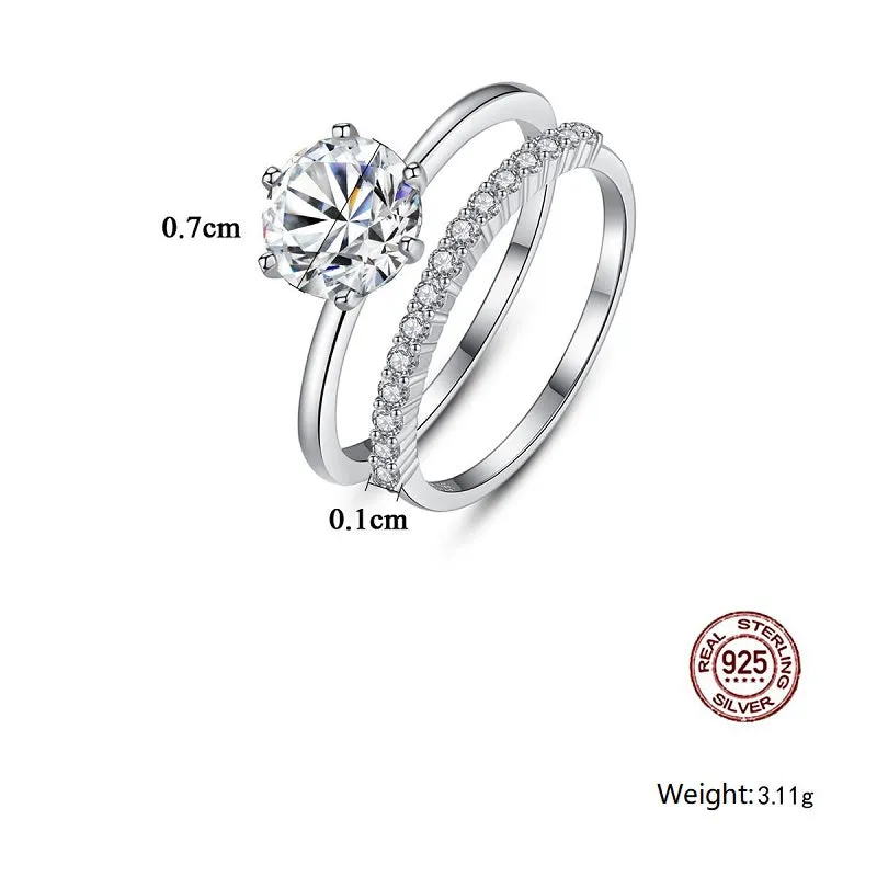Simple 2 Pcs Set Zirconium Ring
