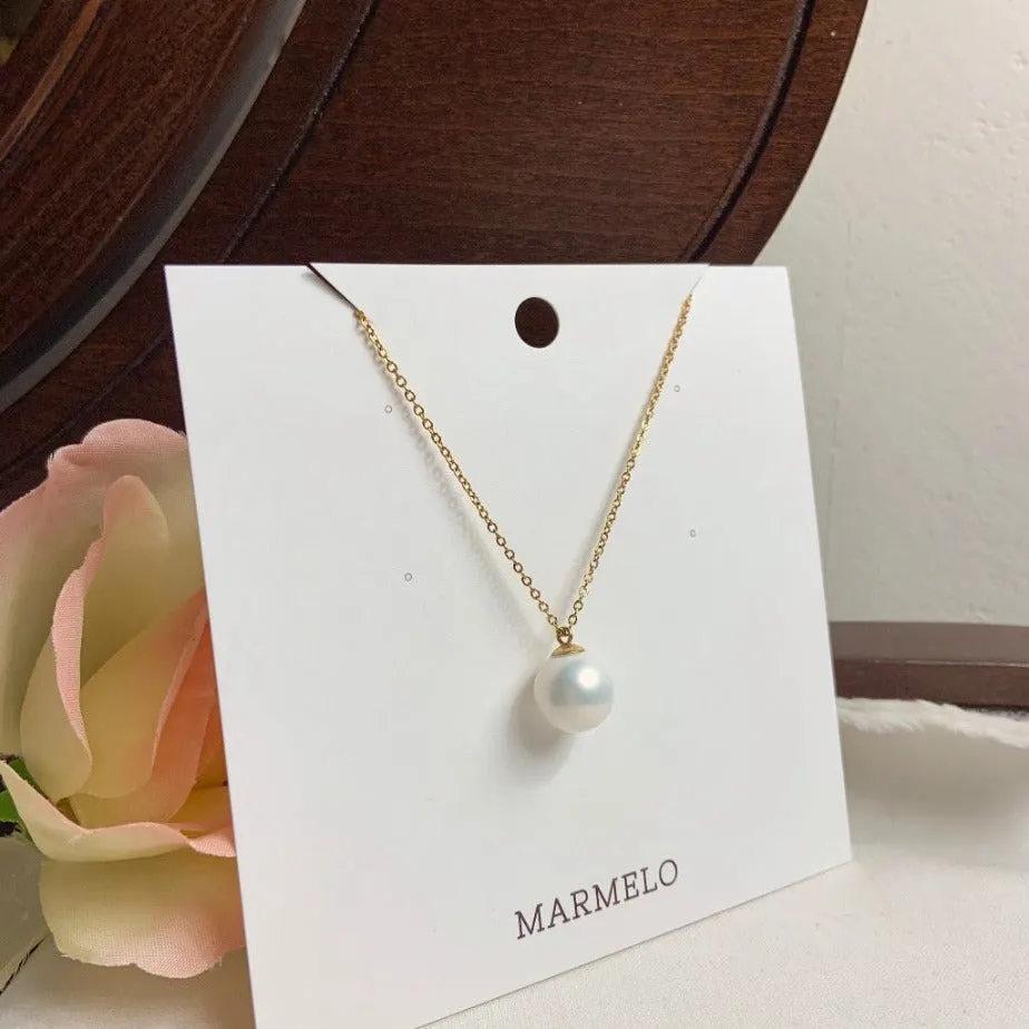 Simple Big Pearl   Big Chain 18K Gold Plated Stainless Steel Necklace Set