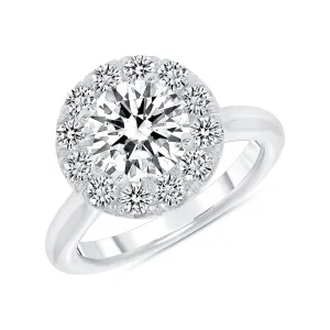 Simple Halo Solid Band Engagement Ring