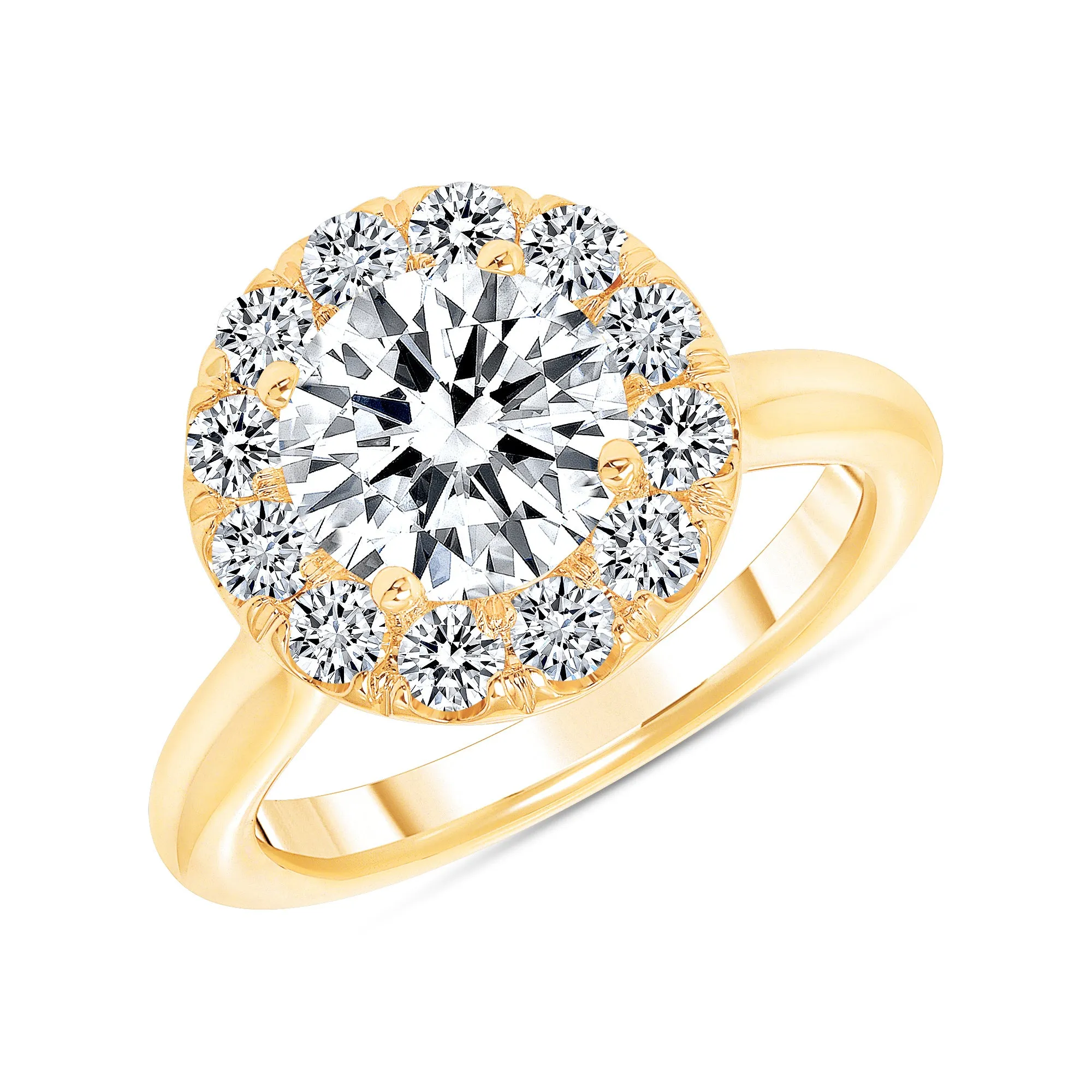 Simple Halo Solid Band Engagement Ring