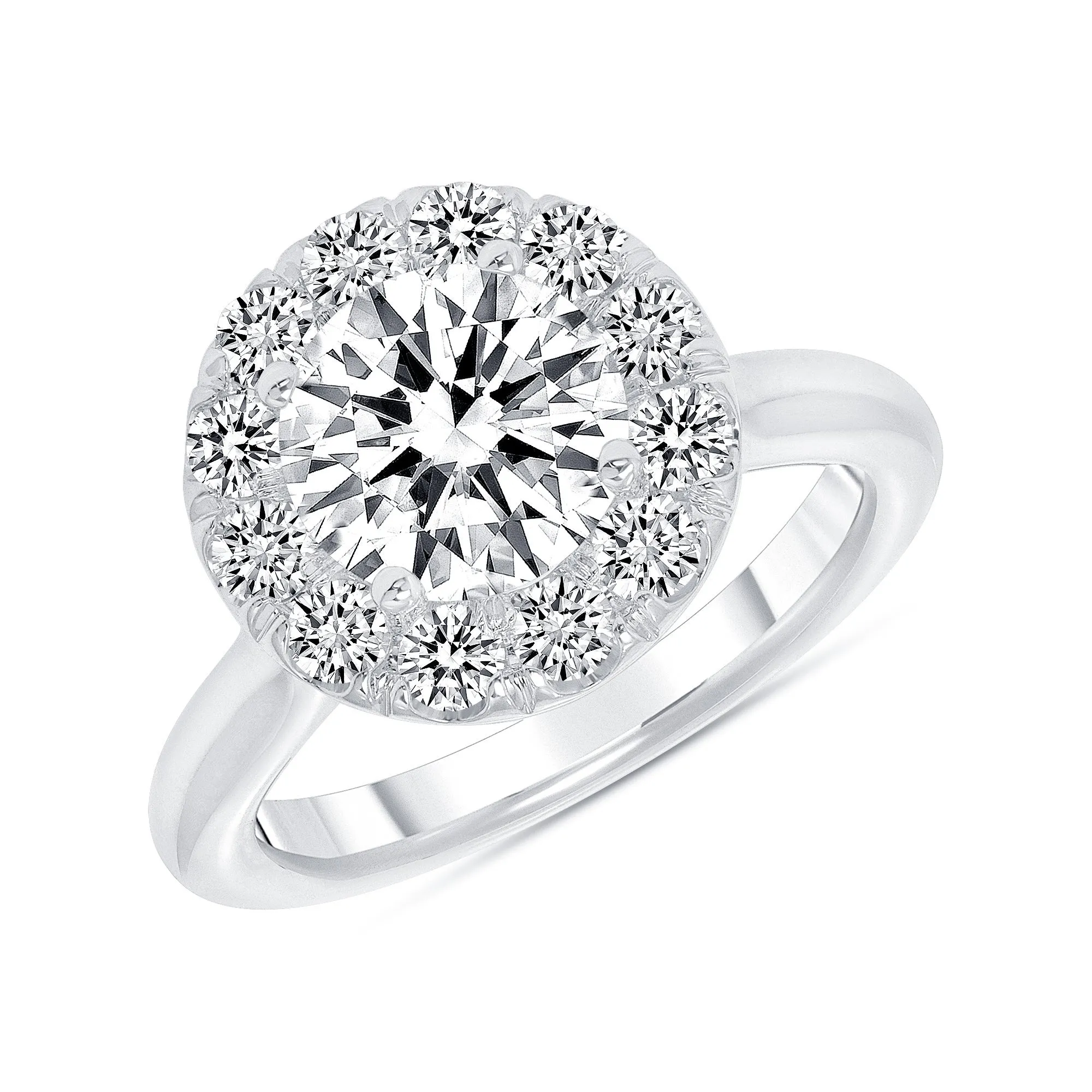 Simple Halo Solid Band Engagement Ring