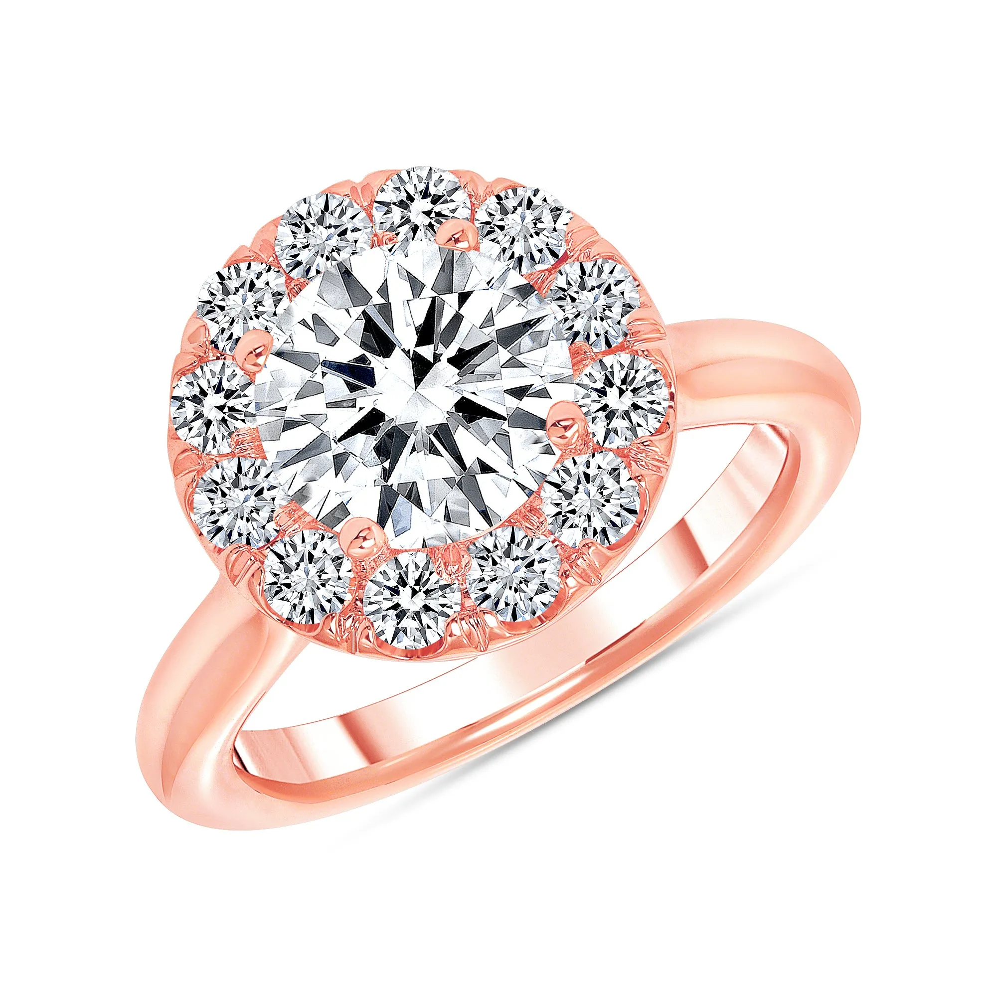 Simple Halo Solid Band Engagement Ring