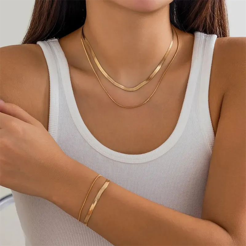 Simple Hip Hop Necklaces Bracelets Set for Ladies