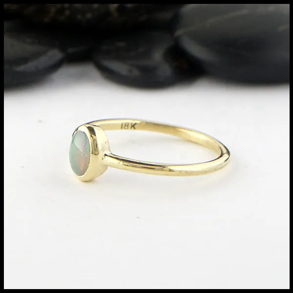 Simple Opal Ring in Yellow Gold