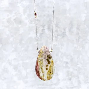 Simple Silk Necklace Ocean Jasper Teardrop