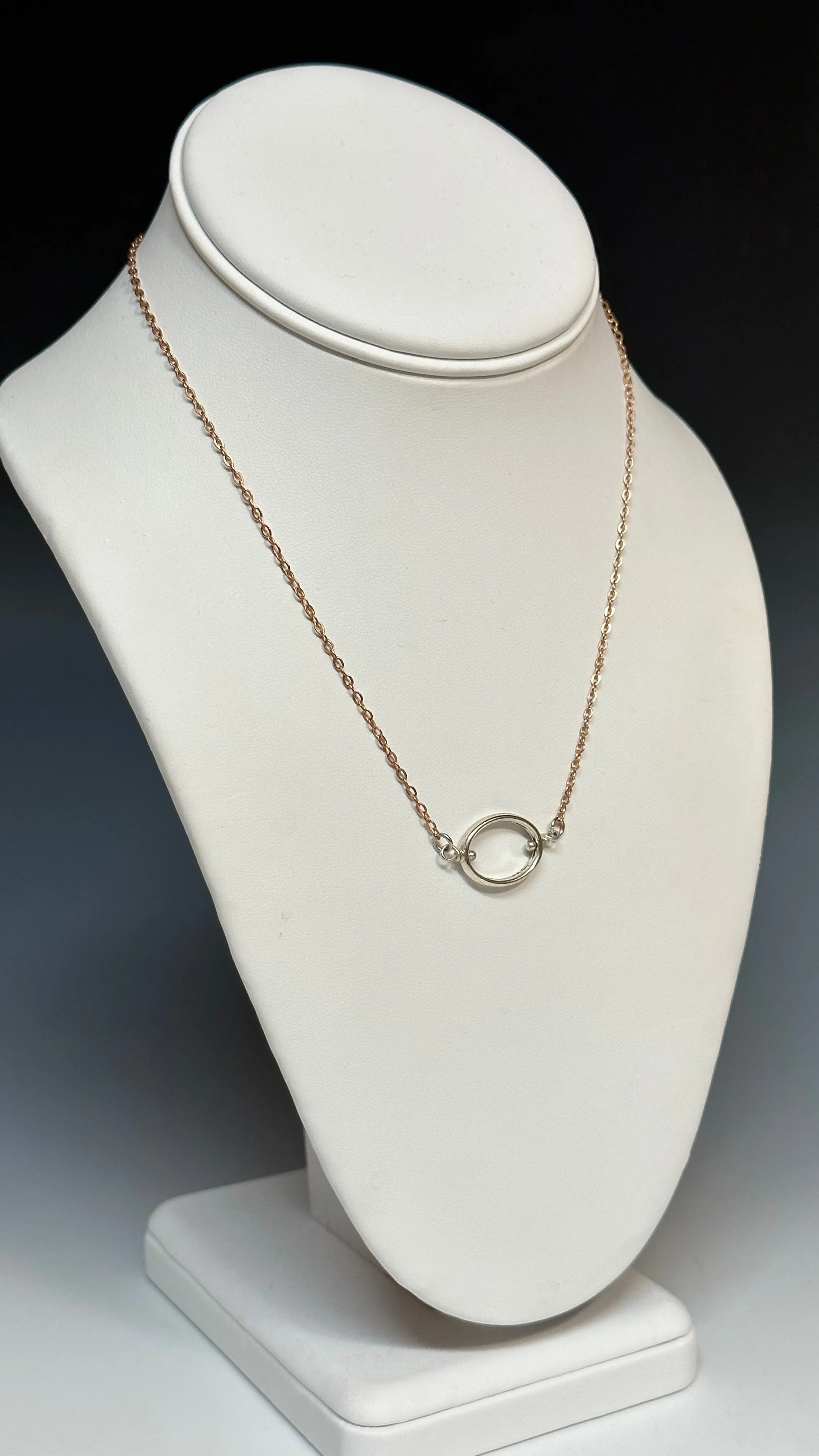 SIMPLE SILVER AND ROSE GOLD STERLING SILVER NECKLACE  LCN452