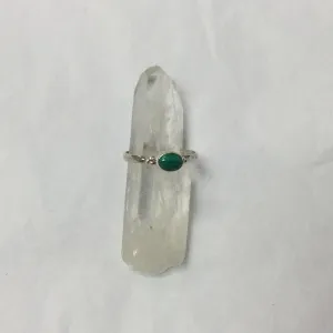 Simple Silver Gemstone Ring - Malachite