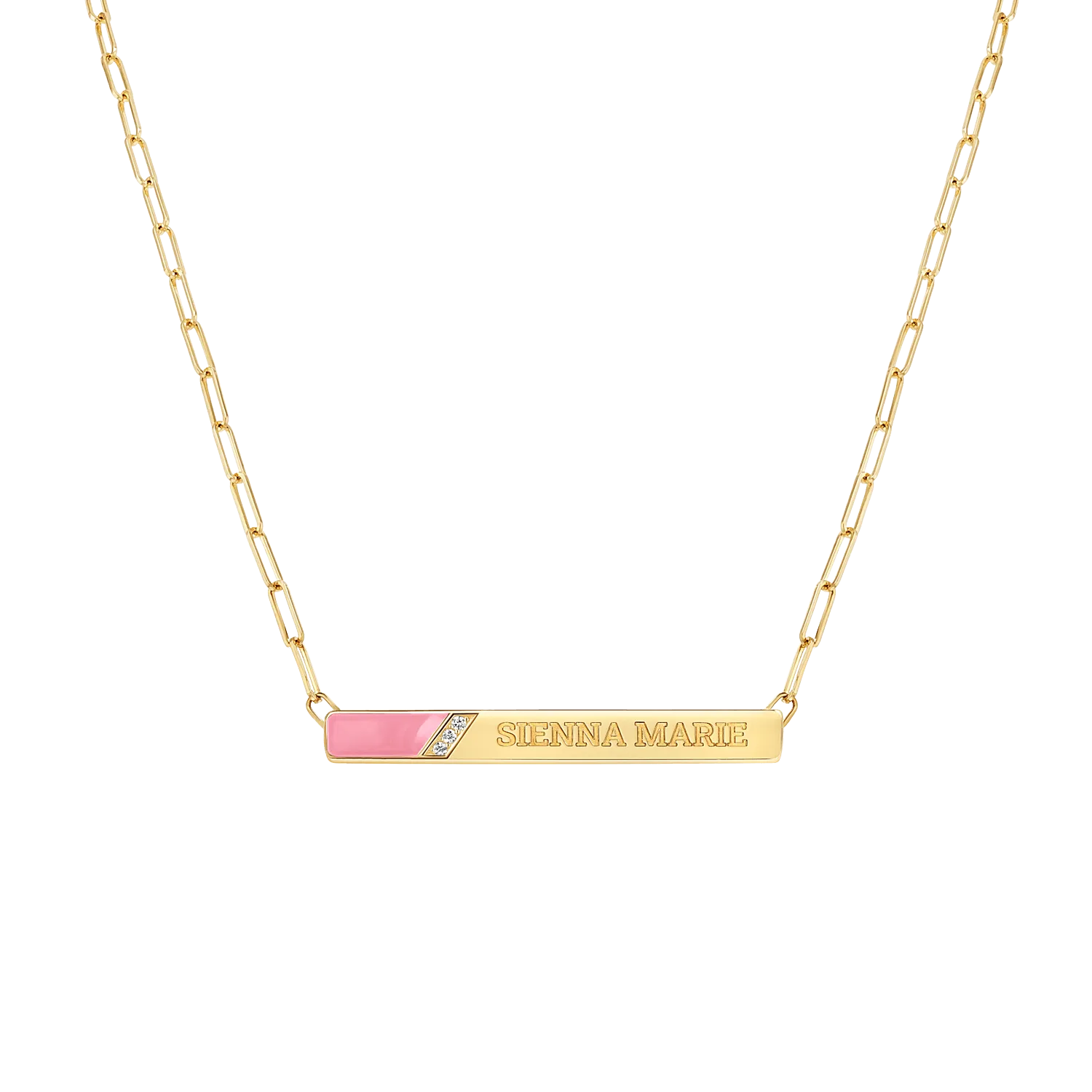Slash Engravable Necklace with Diamond Accents