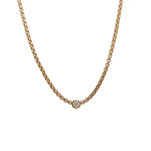 Small Box Chain with Bezel Set Round Brilliant Diamond Necklace