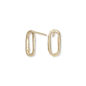 SMALL GOLD TEXTURED PAPERCLIP LINK EARRINGS