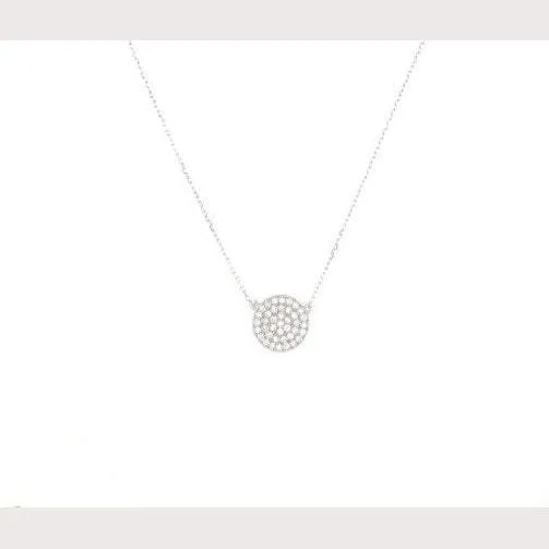 Small Pave Filigree Disc Necklace-Gold