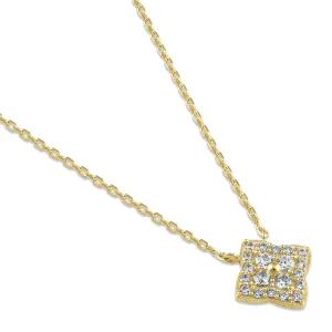 Solid 14K Gold 4 Leaf Clover CZ Necklace