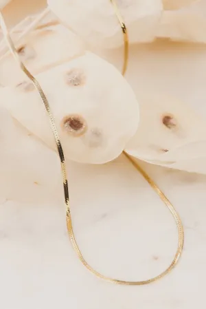 Solid 14k Gold Herringbone Necklace