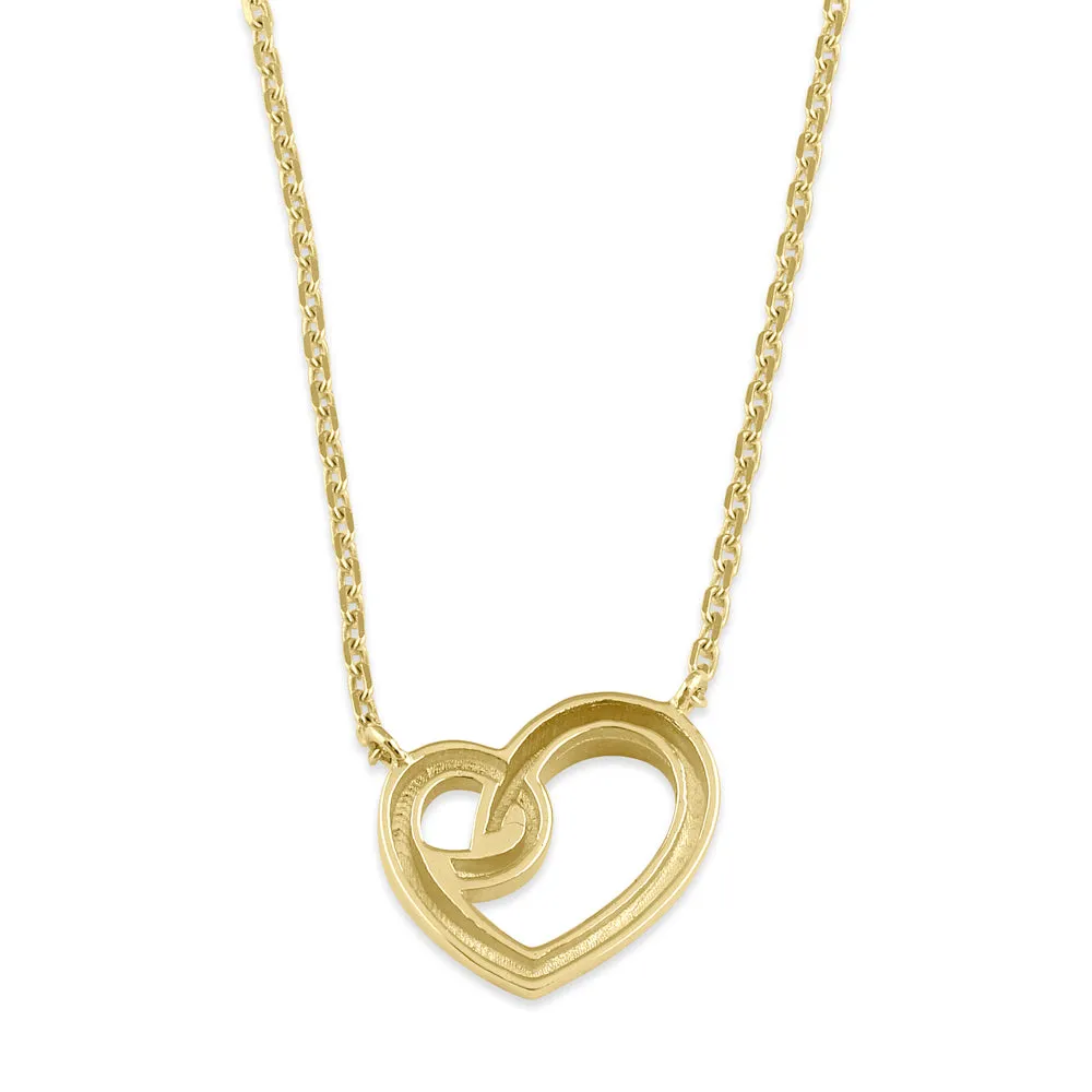 Solid 14K Gold Knotted Heart Necklace