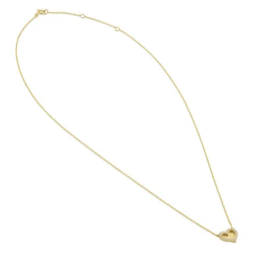 Solid 14K Gold Mirrored Heart Diamond Necklace