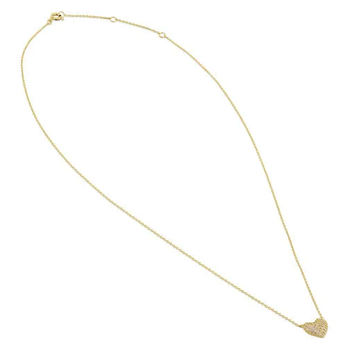 Solid 14K Gold Puffy Heart Diamond Necklace