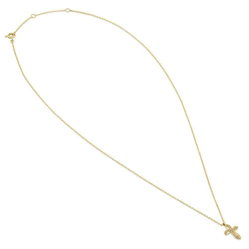 Solid 14K Gold Twisted Cross Diamond Necklace