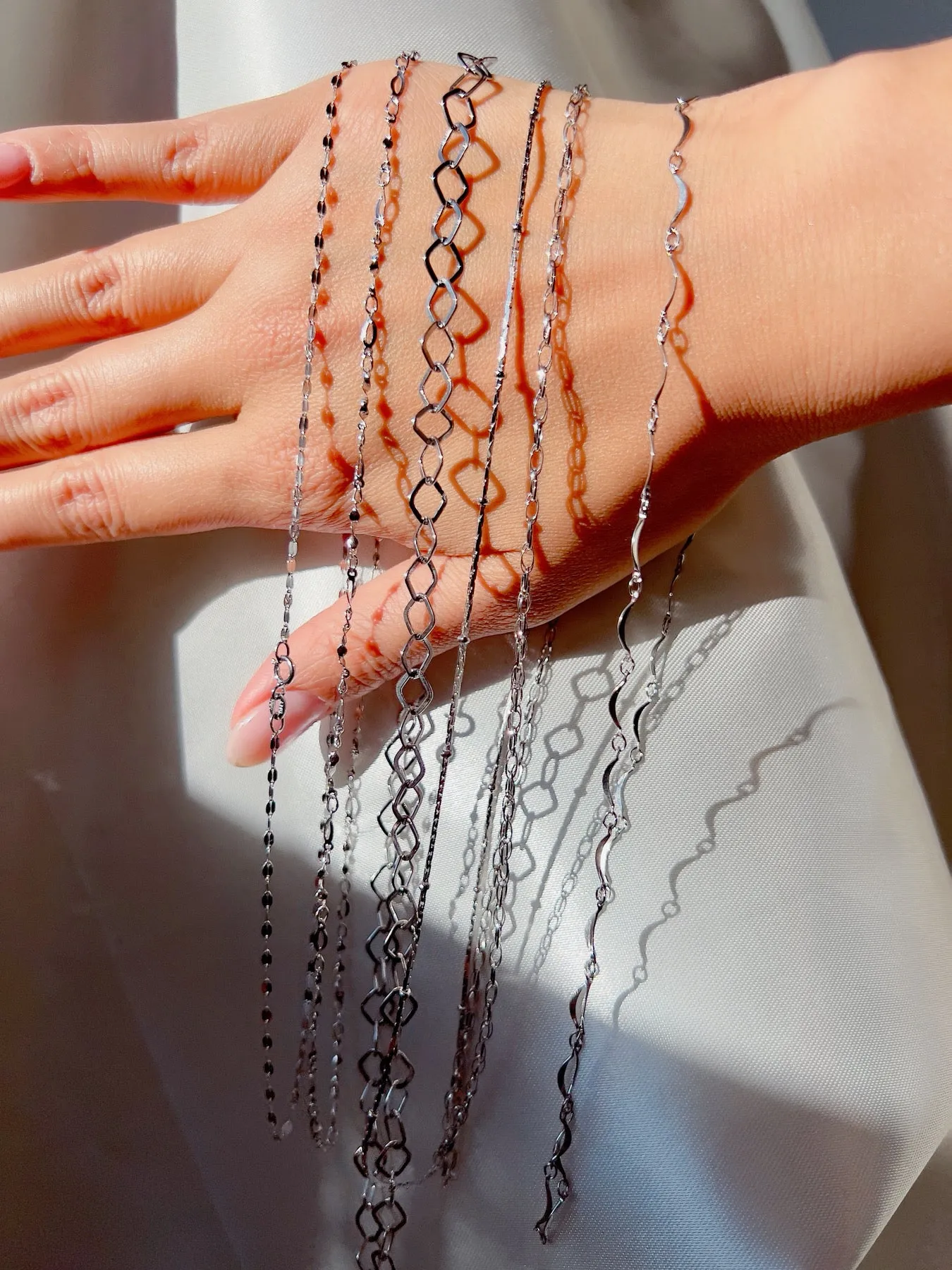 Solid 14k White Gold Delicate Chain Necklace