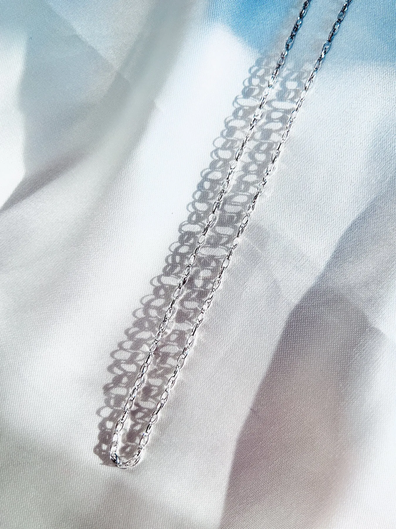 Solid 14k White Gold Delicate Chain Necklace