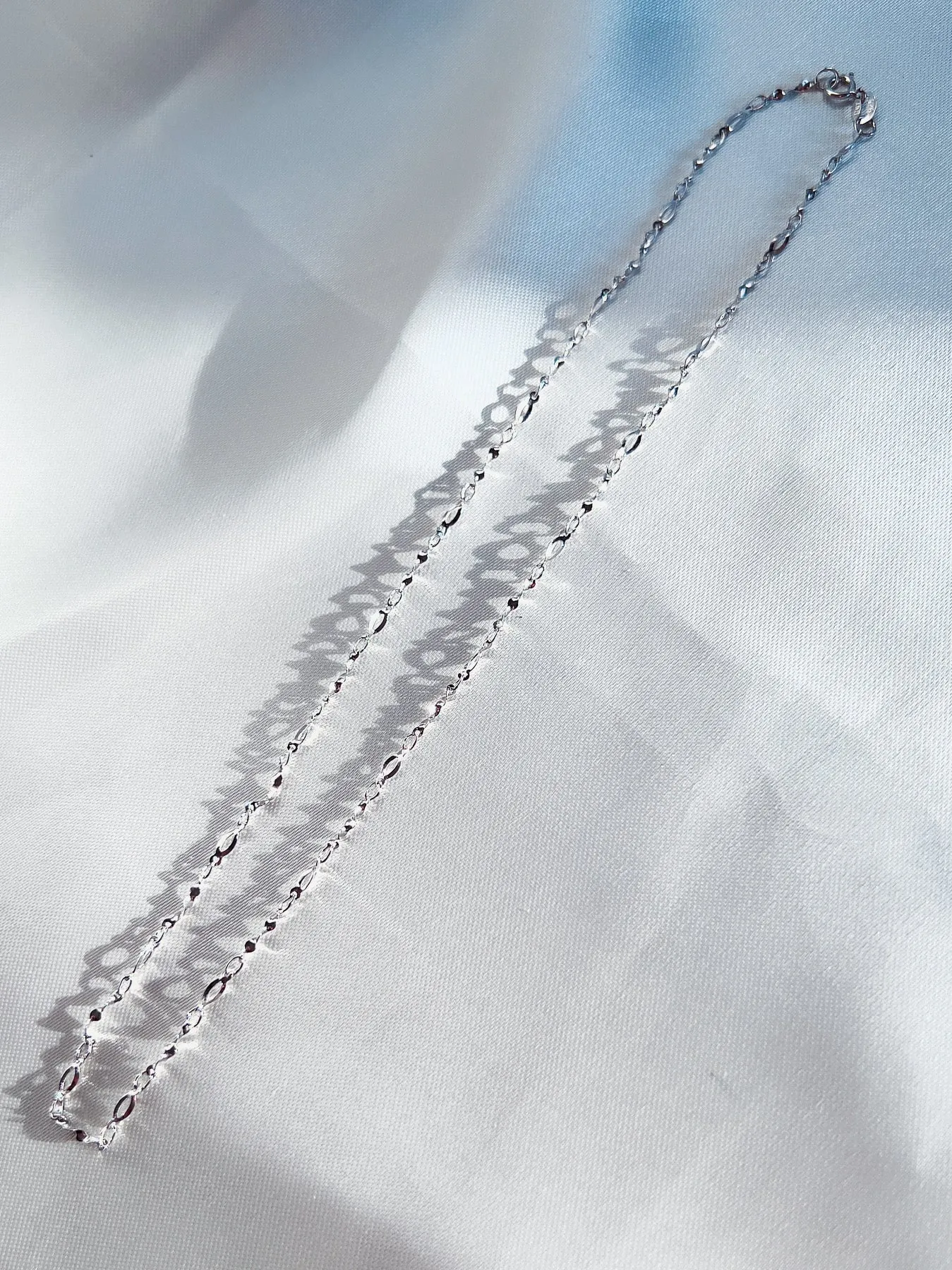 Solid 14k White Gold Delicate Chain Necklace