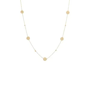 Solid Embedded Discs Beaded Chain Necklace 14K