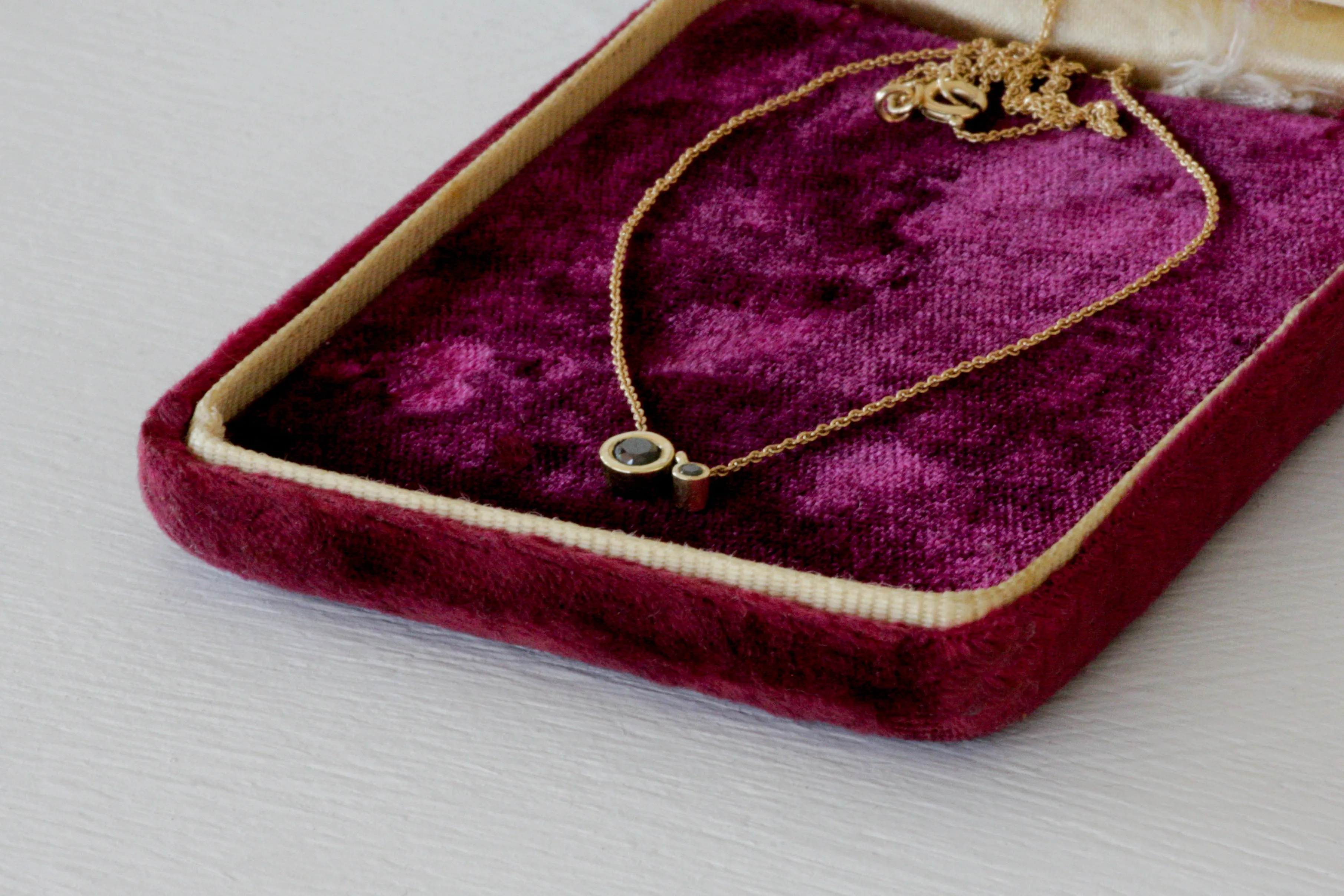 Solid Gold Cone Solitaire 2 Set Diamond Pendant