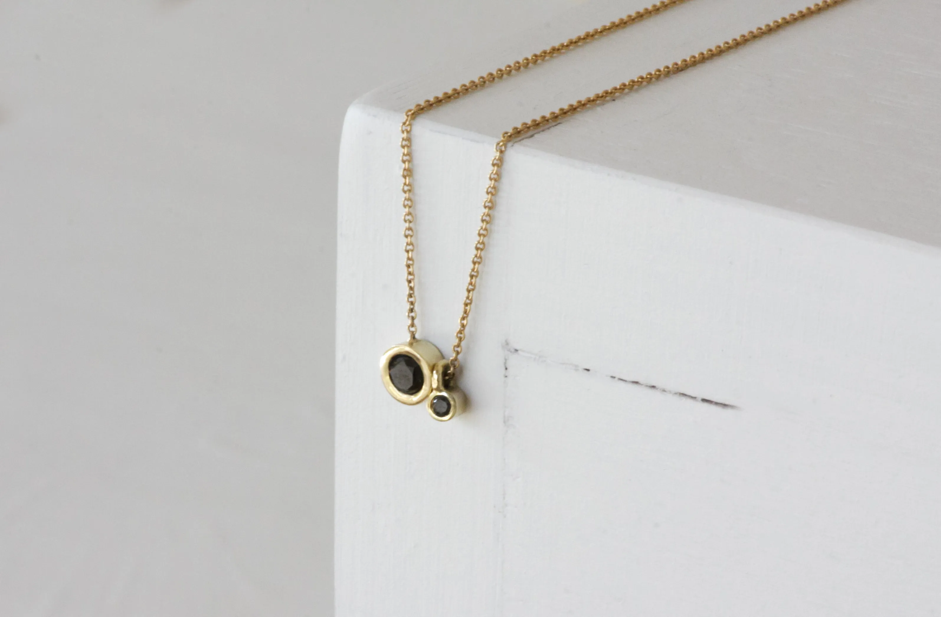 Solid Gold Cone Solitaire 2 Set Diamond Pendant