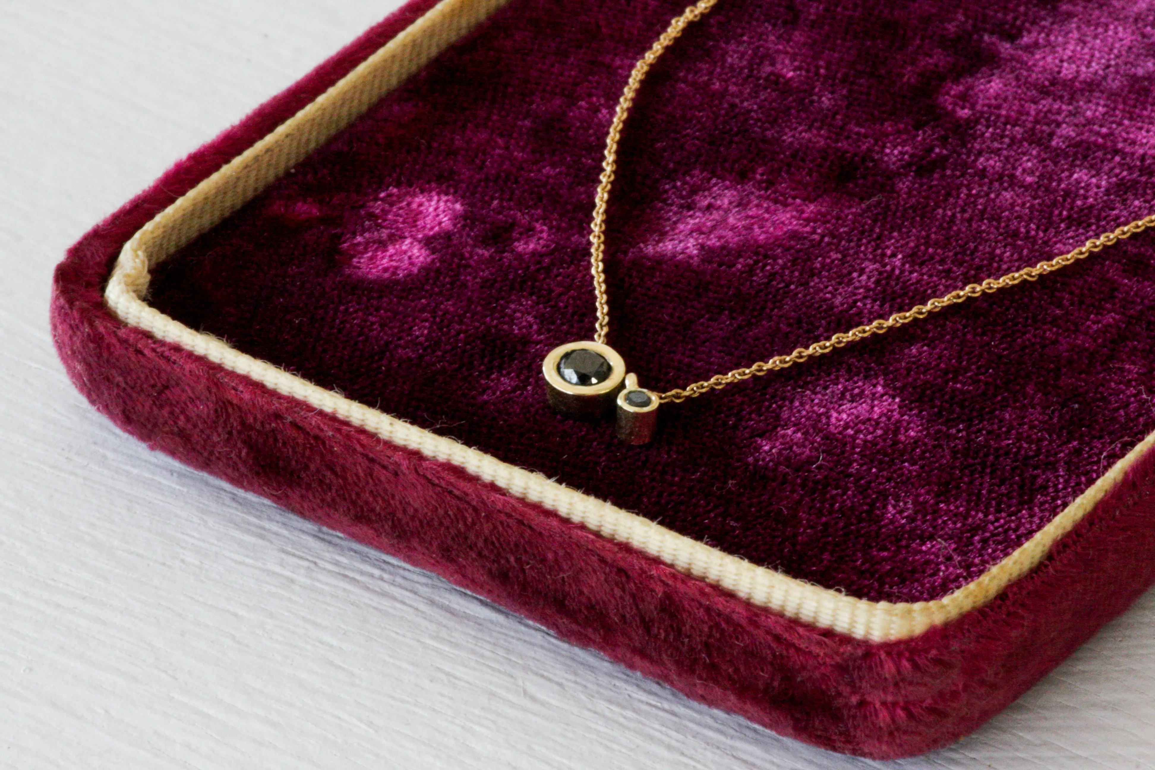Solid Gold Cone Solitaire 2 Set Diamond Pendant