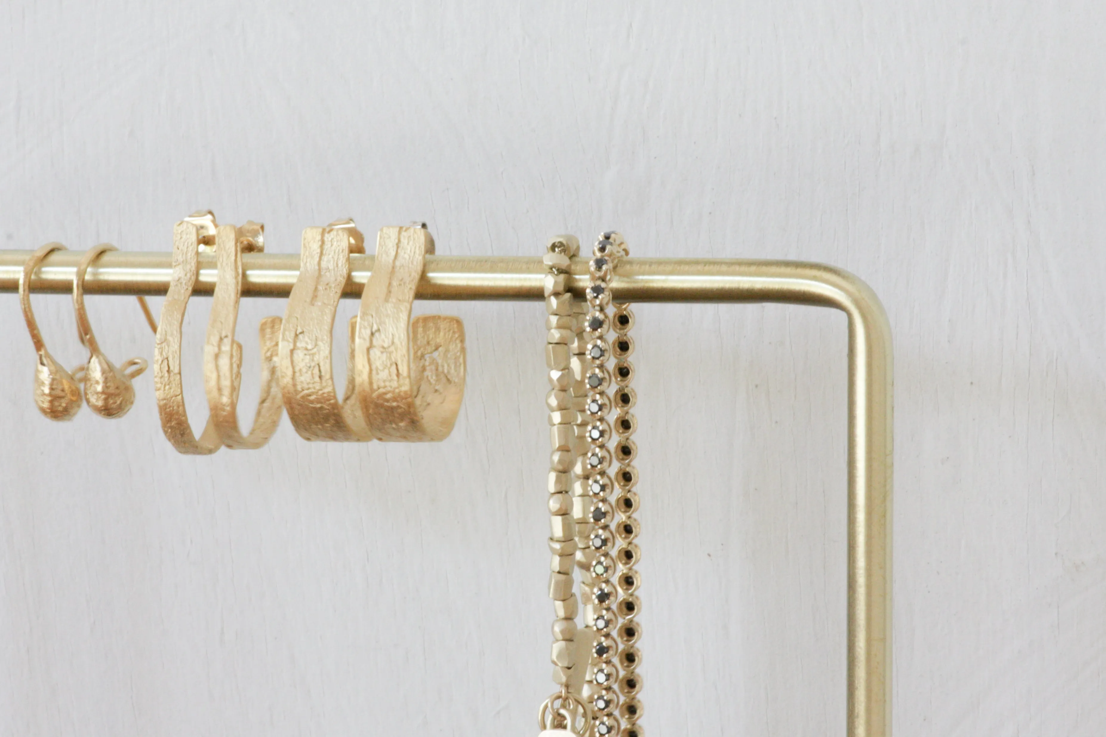 Solid Gold handmade raw faceted beads bracelet