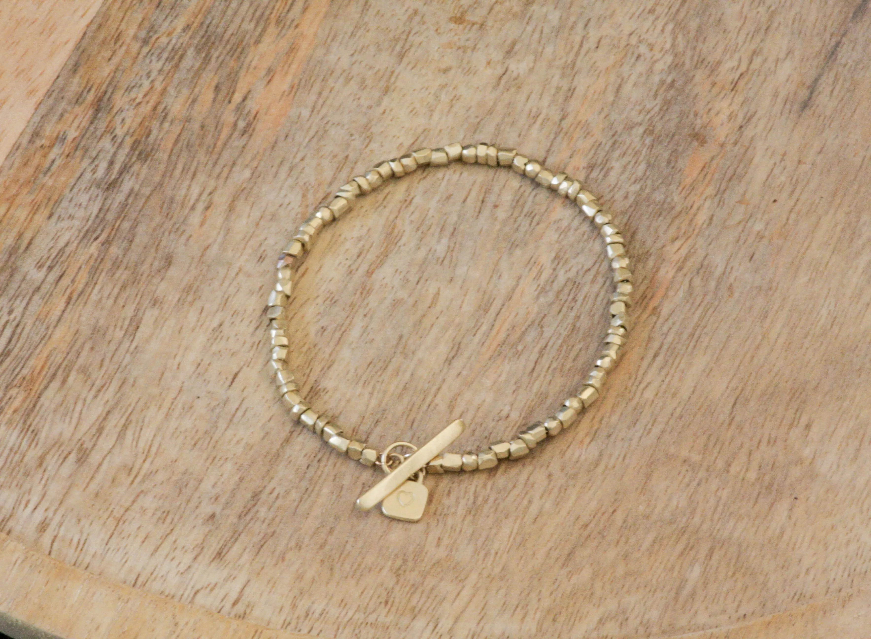 Solid Gold handmade raw faceted beads bracelet